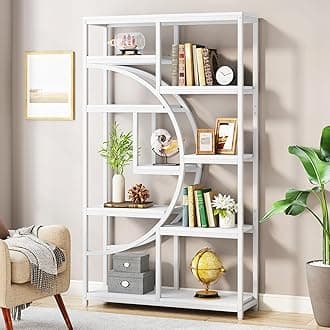 Bookshelf Industrial 5 Tier Etagere Bookcase, Freestanding Tall Bookshelves Display Shelf Storage Organizer with 9-Open Storage Shelf for Living Room, Bedroom