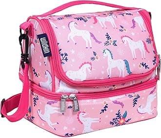 Two Compartment Insulated Lunch Bag for Boys & Girls, Perfect for Early Elementary Lunch Box Bag, Ideal Size for Packing Hot or Cold Snacks for School & Travel Lunch Bags (Magical Unicorns)