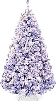 Best Choice Products Pre-Lit Lavender Christmas Tree, 9ft Artificial Flocked Full Fir Tree, Holiday Decoration w/ 900 Lights, 2,094 Branch Tips