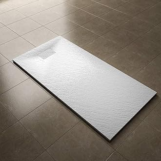 ELEGANT1600x800mm Slate Effect Shower Tray Slip-Resistance Rectangle Shower Base Tray with Waste and Drain Cover & Grate