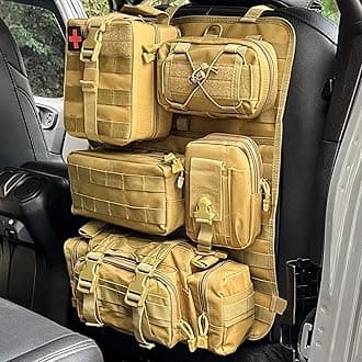 Universal Tactical Vehicle Back Seat Organizer with 5 Molle Pouch Molle Pouches Truck Seat Organizer Tactical Gear for Car Truck Ford Jeep Vehicle