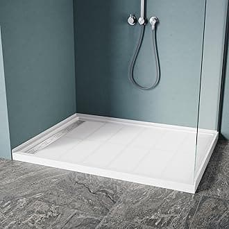 ELEGANT 48" L x 36" W x 4" H Shower Base, Left Drain, Non-Slip Single Threshold Shower Pan, Stainless Steel Shower Drain Cover Included