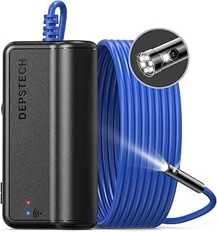 DEPSTECHDual Lens Wireless Endoscope, 1080P Scope Snake Camera with 7 LED Lights, 0.31In Lens Video HD Inspection Camera, IP67 Waterproof Borescope,16.5FT Cable for Android & iOS Phone or Tablet-Blue
