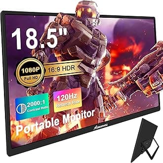 18.5inch Portable Monitor for Laptop,1080P Laptops Monitors 120Hz FHD HDR Plug&Play HDMI IPS Display Dual Speakers Travel External Screen for PC,Tablet,Mac,Sw-Itch,Xbox,PS3/4/5 Will