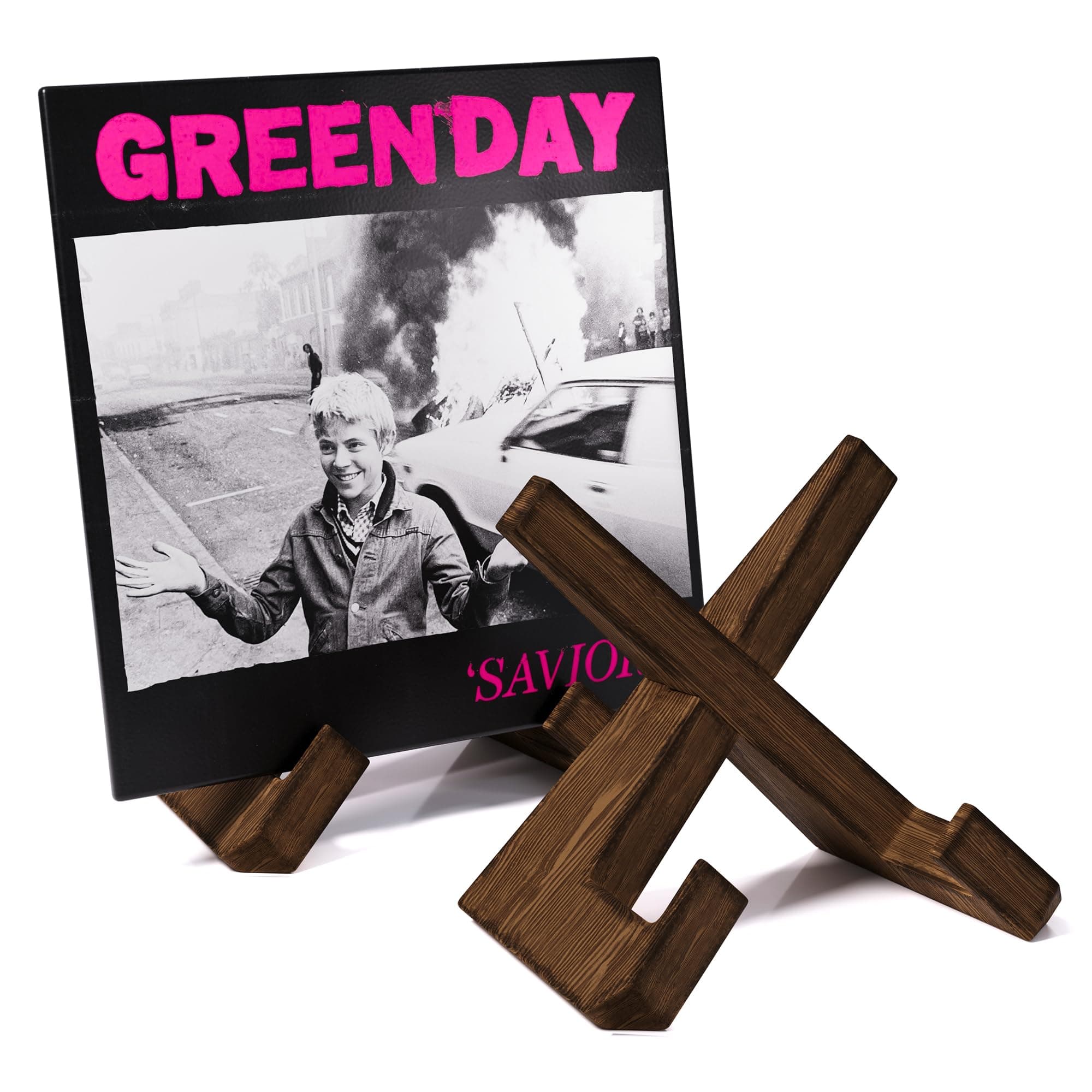 Now Playing Vinyl Record Stand, Premium Solid Wood Retro Brown Now Playing Record Holder, 1 Second Assemble Now Spinning Record Holder, Now Playing Record Stand for Vinyl Record, Photo Album