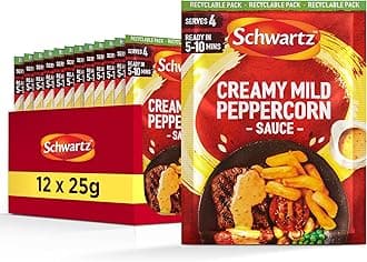 Creamy Mild Peppercorn Sauce Mix 25 G | Serves 4 | Pack of 12 | Smooth and Tasty Sauce | Rich & Creamy Taste| Easy and Quick | Suitable for Vegetarians