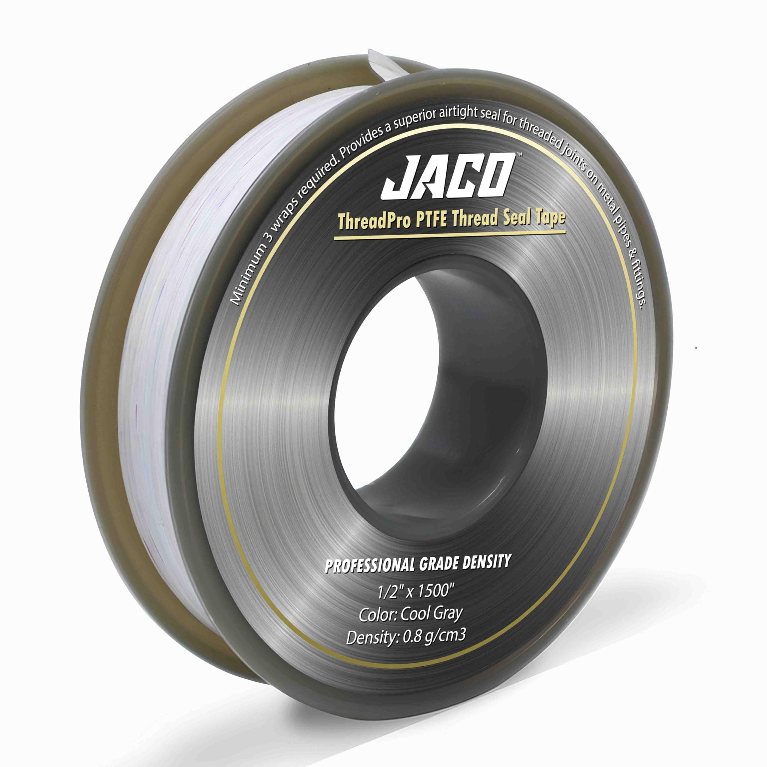 JACO ThreadPro High-Density Thread Seal Tape - 1/2" x 125 ft. (Mega Roll) | Professional PTFE Pipe Sealant | Plumbers Tape