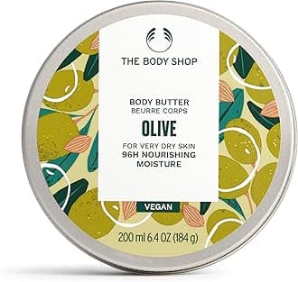 Olive Body Butter (1x 200ml), Body Moisturiser with Shea Butter, Body Cream for Very Dry Skin, 96H Nourishing Moisture, Body Care for All Skin Types, Vegan Formula