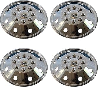 IWC 4 Piece Set 16.5" 8 Lug RV Chrome Simulators Steel Wheel Skin Hub Cap Rim Covers