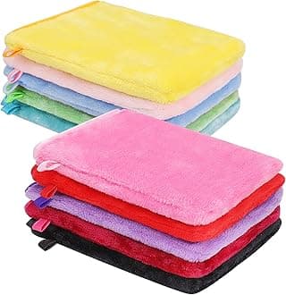 PHOGARY 10 Pack Microfiber Body Wash Mitts, Flannel Soft Face Mitten, Bath Spa Cloth, Reusable Makeup Remover Mitt Gloves, European Style Wash Cloth, 15 * 21cm, 10 Colors