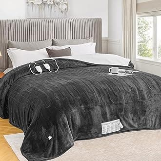 greenoak Heated Blanket Electric Queen Size 84"X90" Dual Control, Heating Blanket with 10 Heat Levels 1/2/4/6/8 Hours Auto-Off Overheat Protection, Soft Sherpa Warm, ETL Certified Deep Grey