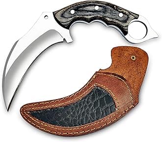 Handmade Fixed Blade Knife with Sheath - Claw Knife Wood Handle Sharp Blade - Camping Knives - Karambits for Men and Women - Best for Hiking Survival Hunting Fishing