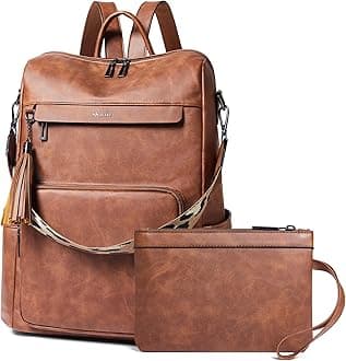 Shrrie Vegan Leather Laptop Backpack for Women 15.6 inch Work Backpack Fashion Travel Backpack Purse for Travel College Work