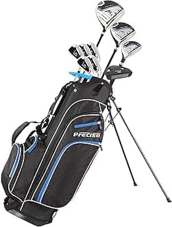 M3 Men's Right-Handed Complete Golf Club Set | Package Includes: 460CC Driver, 3 Wood, 21* Hybrid, 6-9 Irons, Pitching Wedge, Putter, Deluxe Stand Bag, 3 Headcovers | Select Your Size & Color