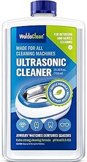 WoldoClean Professional Ultrasonic Jewelry Cleaner Solution 25.4 Fl Oz - Concentrate for Sonic Machines, Glasses, Silver & Gold (Makes 7 Gallons)