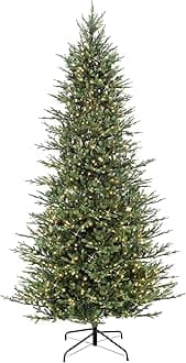 Puleo International 9 Foot Pre-Lit Slim Balsam Fir Artificial Christmas Tree with 800 Clear Lights