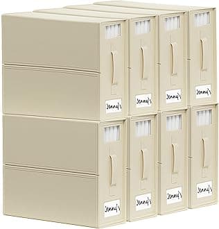 SheetCube Bed Sheet Organizers and Storage 8 Pack, Foldable Linen Closet Organizer with Window and Label, Bedding Folder Storage Box Container for Blanket, Duvet Cover Set, Bed Sheet Set - Beige