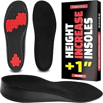 Height Increase Insoles for Men (+1 inch) Discreet Shoe Lifts, All Day Comfort, Shock-Absorbent Gel, Trim to Fit Inserts for Most Sneakers & Shoes, Confidence Boosters (Mens 6-7.5)