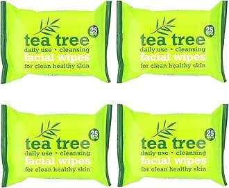 4 Packs | Australian Tea Tree & Peppermint Daily Cleansing Wipes – 100 Facial Wipes | Removes Oil, Dirt & Makeup | Refreshing & Purifying for Clean, Healthy Skin