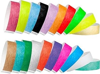 WristCo Top 20 Variety Pack 10000 Ct Tyvek 3/4 Inch Wristbands - Green Blue Red Yellow Pink Orange Purple White Kelly Sky Caribbean Cranberry Lime Mocha Gold Silver Aqua Berry Black Coral