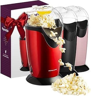 Popcorn Maker Machine – Hot Air Popcorn Machine for Healthy Snacking – Classic Air Popcorn with Cinema Boxes – Ideal Popcorn Maker Movie Night Accessory