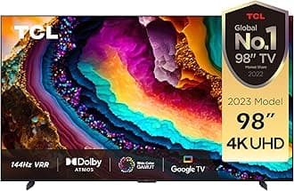 TCL 98 Inch 4K LED HDR 10+ UHD Google Smart TV Dolby Vision IQ 120Hz MEMC 144Hz VRR HDMI 2.1 - Game Master 2.0, Android TV U Dolby Vision IQ-Atmos, 98P745- (2023 Model)