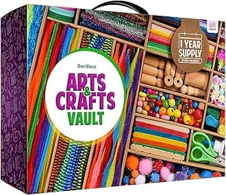 Dan&Darci Arts and Crafts Vault - Craft Supplies Kit in a Box - Easter Gift for Kids Ages 4 5 6 7 8 9 10 11 & 12 Year Old Girls & Boys - Crafting Set Kits - Gift Ideas for Kid Art Activity Gifts