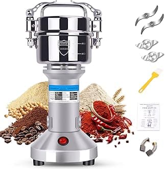 150g Electric Grain Mill Grinder, 304 Stainless Steel Flour Mill, 1500W High Speed Spice Grinder, Electric Grain Mill for Dry Wheat, Oats, Corn, Pepper and Coffee Beans