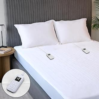 Sunbeam Electric Heated Mattress Pad Queen 80" x 60" 12 Heat Settings 12-Hour Auto Shut-Off Fast Heating Soft Cozy Fabric Deep Pocket Skirt Machine Washable