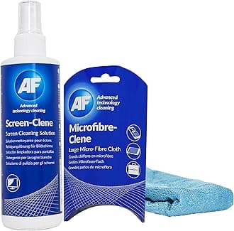 AF Screen Cleaner Solution 250ml and Large Microfibre Cloth - Ideal for TV's, PC's, Laptops, Tablets & Phone's