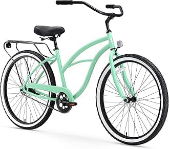 sixthreezero Electric-Bicycles Around The Block Women's Ebike, 250/500 Watt Motor, 7-Speed Beach Cruiser Bicycle with Rear Rack, 26" Wheels, Multiple Colors