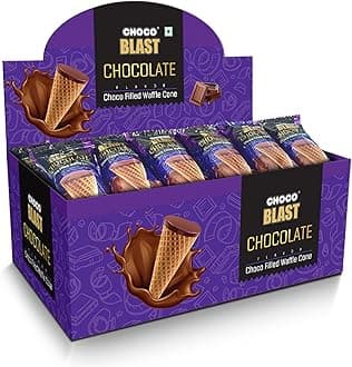 Pure Temptation Chocoblast Chocolate-Filled Waffle Cones [20 Pieces] Snacks for Kids & Adults - Non-Meltable Chocolate, Gift Pack - Individually Wrapped Choco Cone Bites