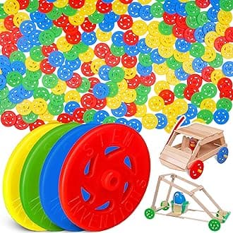 Toy Wheels - Bulk Pack of 200 - Small Plastic Wheels for Toy Cars, STEM Projects, Crafts, Mini Vehicles