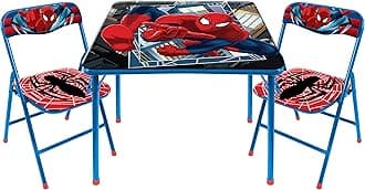 Marvel Spiderman 3 Piece Children's Activity Square Table and Chair Set, Ages 3+ (NN201039)
