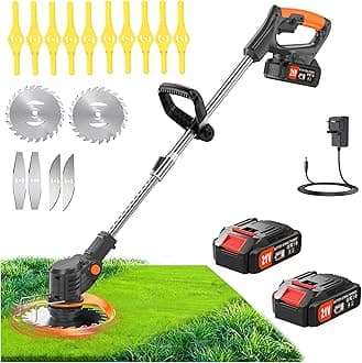Metal Blade Cordless Strimmer 21v Grass Trimmers 27 Blades 15cm Cutting Diameter Cordless Strimmer Retractable Handle For Lawn Garden