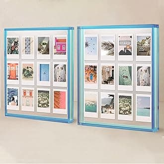 Elil Giant Polaroid Frame for Polaroid Film Fujifilm Instax Film Blue Polaroid Picture Frame 11.8" x 10.2" Collage Frame Family and Wedding Collage Picture Frames Double Glass Acrylic Frame Set of 2