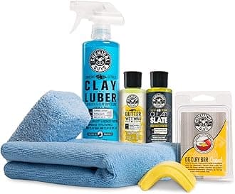 Chemical Guys Clay Bar Kit - Complete System - Clay Bar and Luber Combo with Accessories for Smooth Paint Finish - Removes Embedded Dirt, Overspray, and Fallout - 6 Item Kit