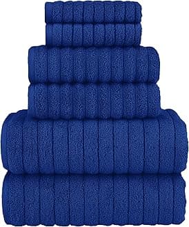 Elegant Comfort 100% Turkish Cotton Corduroy Ribbed Luxury Bath Towels 6-Piece Set, Premium Feel - Quick Dry, Highly Absorbent, Contains 2 Bath Towels, 2 Hand Towels, and 2 Washcloths, Royal Blue