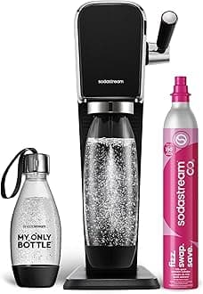 ART Sparkling Water Maker | STARTER KIT | CQC CO2 system | Includes 1x CO2 Cylinder, 1x32 & 1x16 Fl Oz Dishwasher Safe Bottles | Combine with Pepsi Flavors | Black