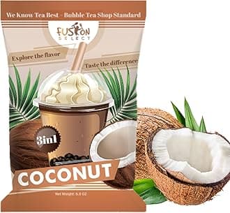 Fusion Select Coconut Bubble Tea Mix - Boba Tea Powder Flavored 3-in-1 Drink Powder with Cream & Sugar - Instant Pre-Mixed Beverage for Hot or Cold Blends & Yummy Frappes - 6 oz. Pack, Made in Taiwan