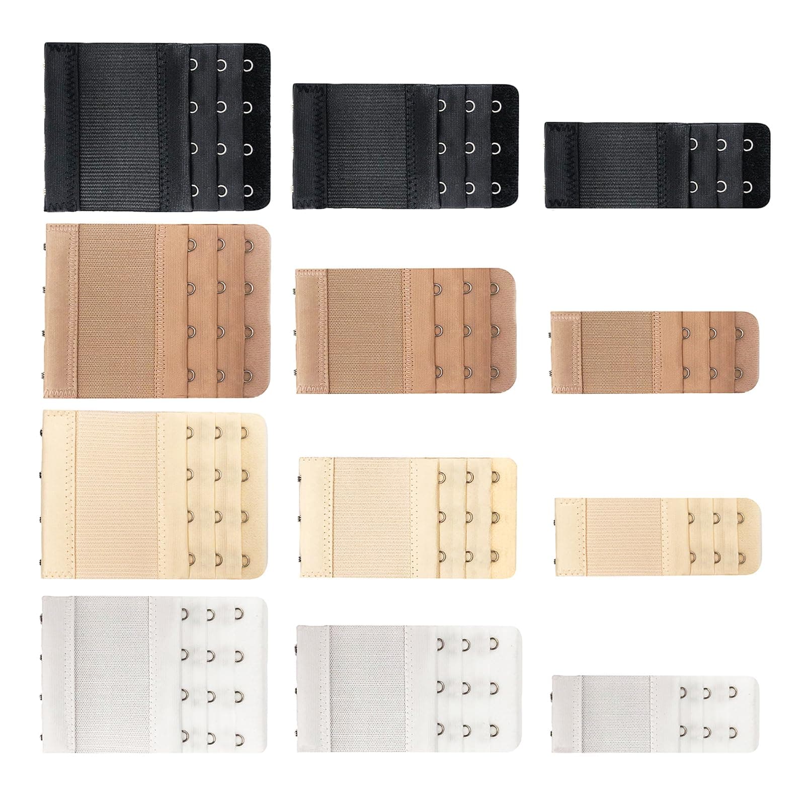 12 Pack Flexible Bra Extender Strap 2/3/4 Hooks Adjustable Bra Strap