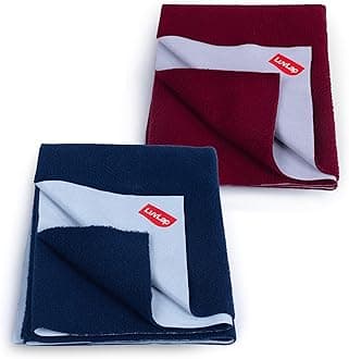 Luv Lap Instadry Extra Absorbent Dry Sheet/Bed Protector - Maroon & Navy Blue, 0m+ - Small 50 x 70cm, Pack of 2
