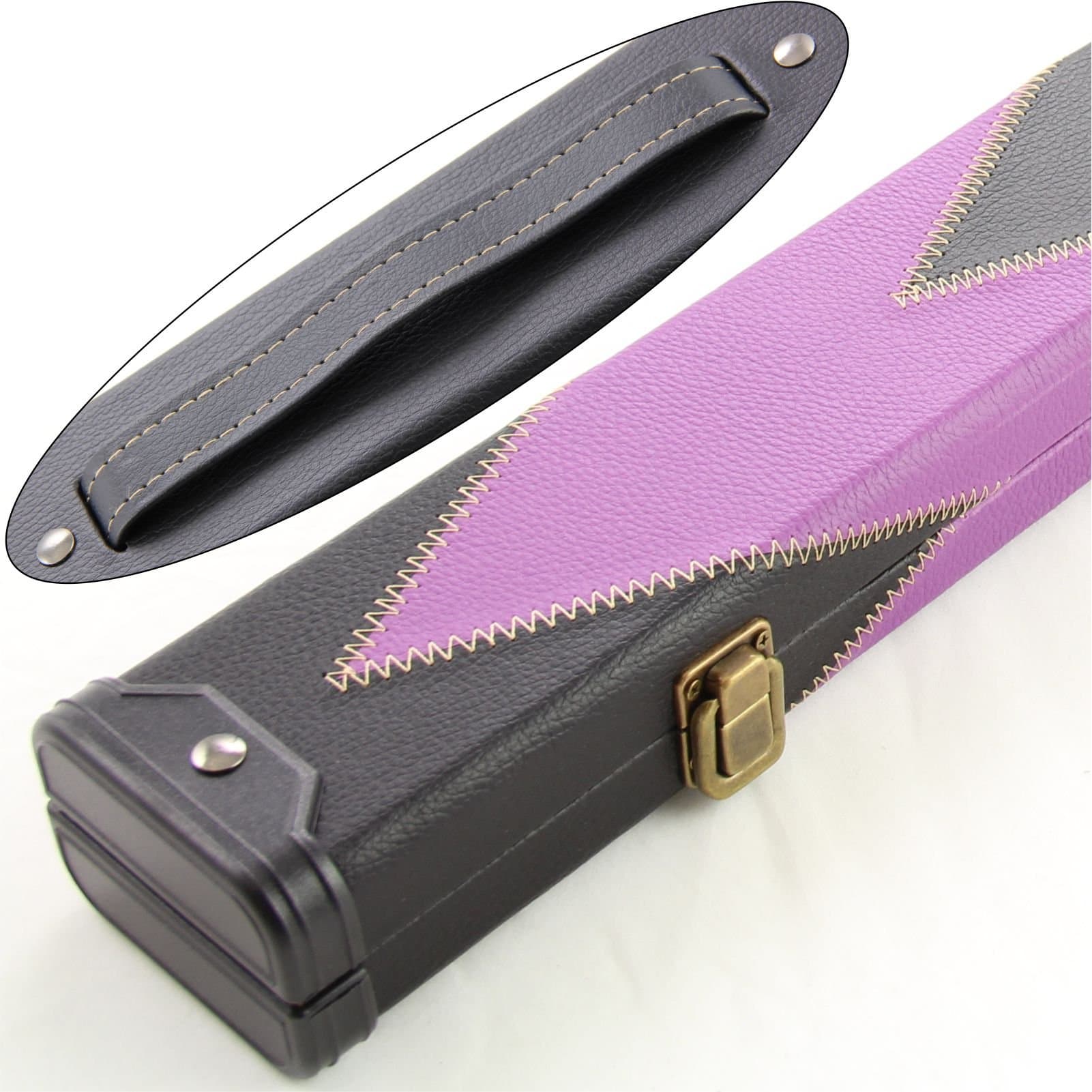 J8B 2pc PURPLE ARROW Leather Patch Effect Snooker Pool Cue Case