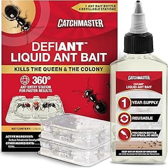 Defiant Premium Liquid Ant Killer, 1-Year Supply, Kills the Queen and Colony, No Mess Precision Bottle, Reusable Ant Traps Indoor & Outdoor, Pest Control Traps, Made in USA