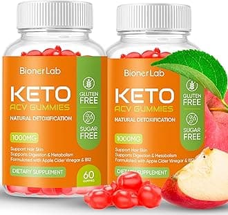 Keto ACV Gummies - Sugar Gluten Free Pro Active Super Apple Cider Vinegar Supplement for Men Women - Digestion Metabolism Hair Skin Health (1000MG)