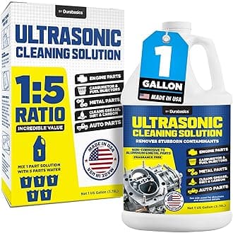 Durabasics [1 Gallon] Ultrasonic Cleaner Solution – Heavy-Duty Parts Cleaner & Carburetor Cleaning Solution – Perfect for Engine & Automotive Parts – Helps Remove Carbon, Grease – Safe on Most Metals