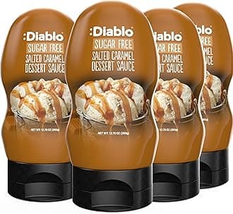 Diablo Sugar Free Dessert Sauce - Gluten-Free Syrup, Drizzle Sweetener, Keto Friendly Flavoring Topping, Perfect for Gifting, No Added Sugar - Salted Caramel, 360g, 12.70oz - 4 Packs