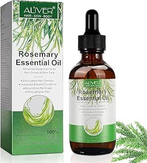 – Rosemary Essential Oil (2 Fl Oz) for Hair Growth Serum, Pure Organic for Dry Damaged Hair, Scalp Treatment