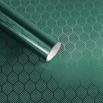 Lypumso Honeycomb Carbon Fiber Vinyl Wrap, Chrome Hexagon Cast Vinyl Film for Almost Cars and Motorcycles Exterior Interior, Self-Adhesive Car Wrap Stickers (Green, 1ft x 10ft)