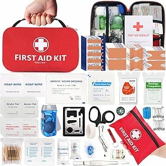 First Aid Kit, 245 Pieces Small First Aid Kit Designed for Family Emergency Care for Home, Camping, Hiking, Backpacking, Travel, Vehicle, Outdoors & Schools